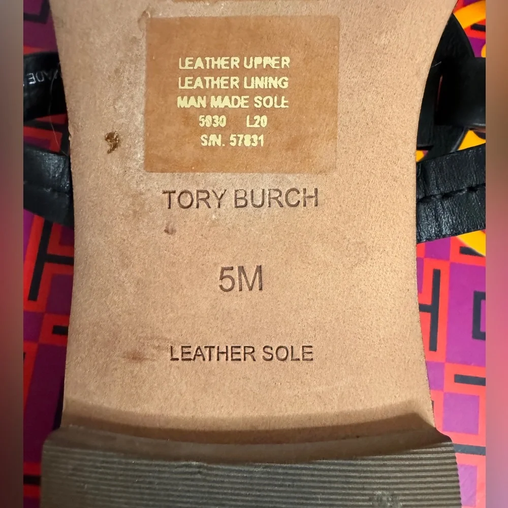 Tory Butch Mini Miller Thong Sandal Black Signature Logo size 5.5 - Picture 10 of 14